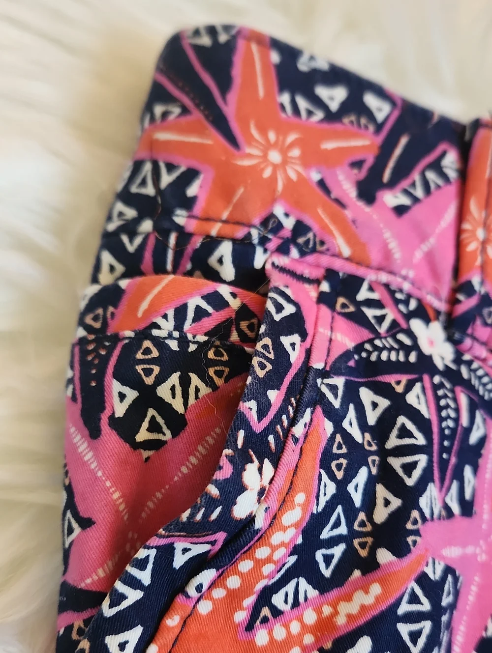 Juniors Shorts - Printed Starfish Shorts - Navy, Pink & Orange